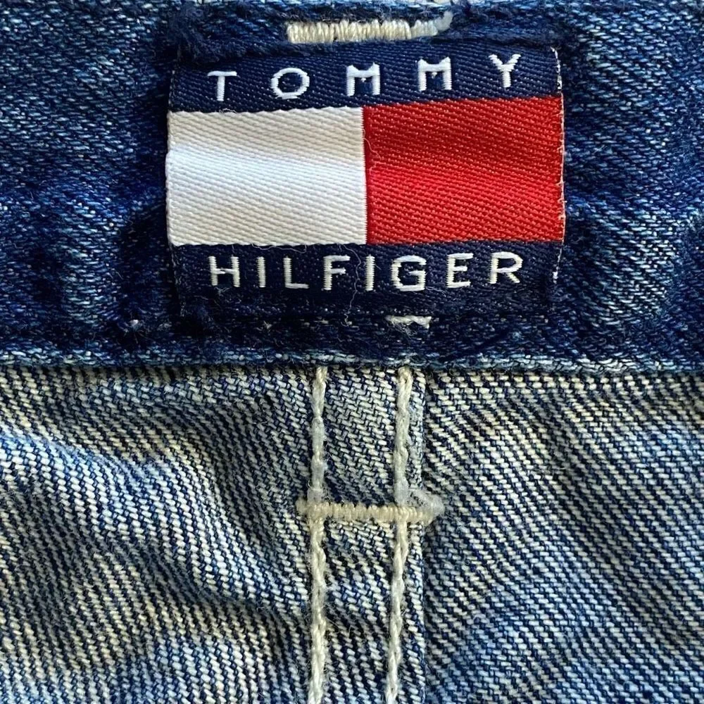 Tommy Hilfiger color block waist band denim skirt Y2K vintage